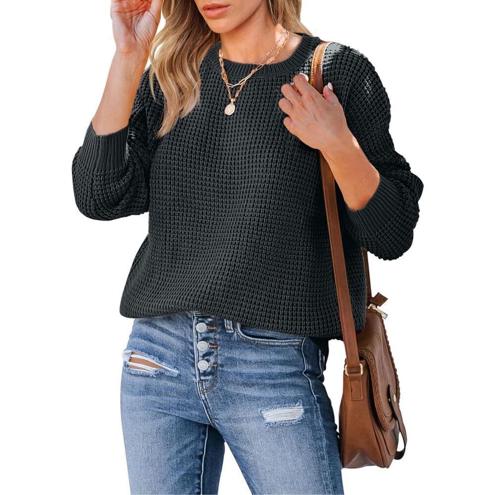 NEW Waffle Knit Pullover Sweaters Long Sleeve Casual XL